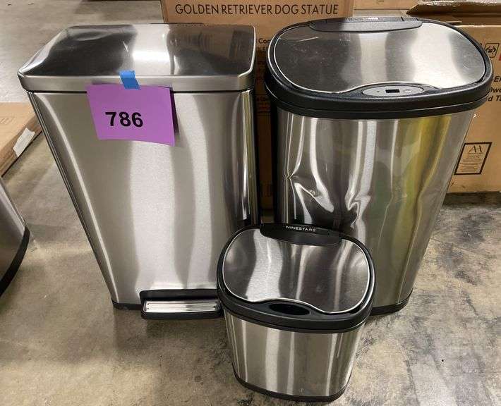 (3) TRASH CANS - TRAMONTINA & NINESTARS - Earl's Auction Company