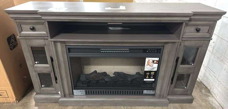 GREY ELECTRIC FIREPLACE CONSOLE