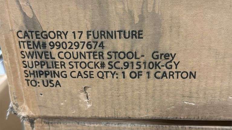 (2) AMELIA COLLECTION SWIVEL COUNTER STOOLS IN BOX - GREY