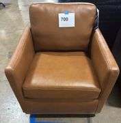 COLE & RYE LEATHER SWIVEL ACCENT CHAIR