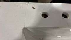AS IS - BECKI OWENS SINGLE SINK VANITY - BROWN & WHITE