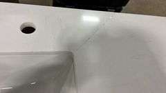 AS IS - BECKI OWENS SINGLE SINK VANITY - BROWN & WHITE