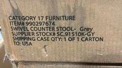 (2) AMELIA COLLECTION SWIVEL COUNTER STOOLS IN BOX - GREY