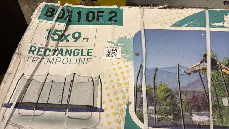 AS IS - SKYWALKER 15X9FT RECTANGE TRAMPOLINE IN BOX