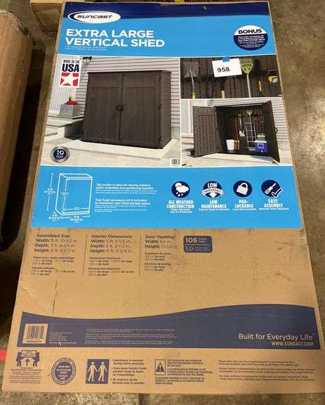 SUNCAST VERTICAL SHED IN BOX