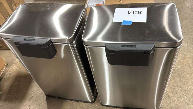 (2) TRAMONTINA STAINLESS STEP ON TRASH CANS