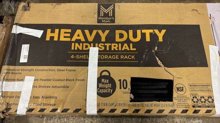 AS IS - HEAVY DUTY 4-SHELF STORAGE RACK IN BOX