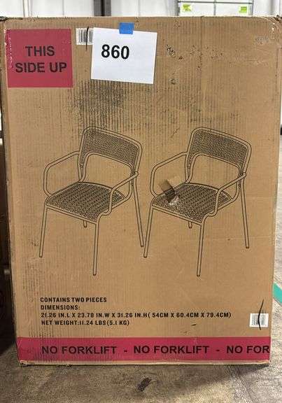 (2) CAFE COLLECTION STEEL CHAIRS IN BOX - BLACK