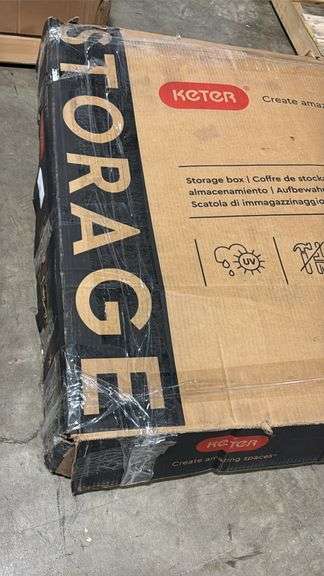 AS IS - KETER XXL WOOD DECK BOX IN BOX