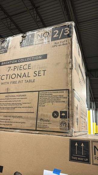BRENTON COLLECTION 7PC SECTIONAL SET W/ FIRE PIT IN BOX