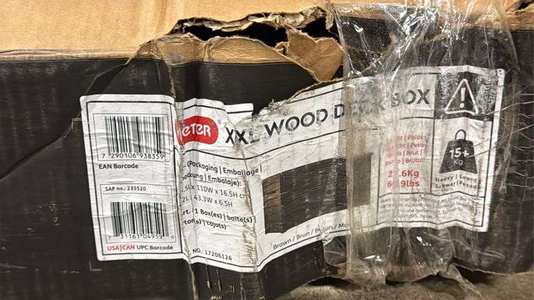 AS IS - KETER XXL WOOD DECK BOX IN BOX