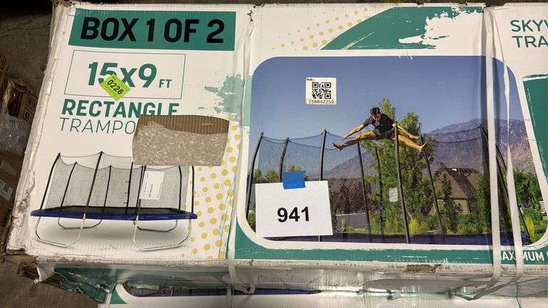 AS IS - SKYWALKER 15X9FT RECTANGLE TRAMPOLINE IN BOX