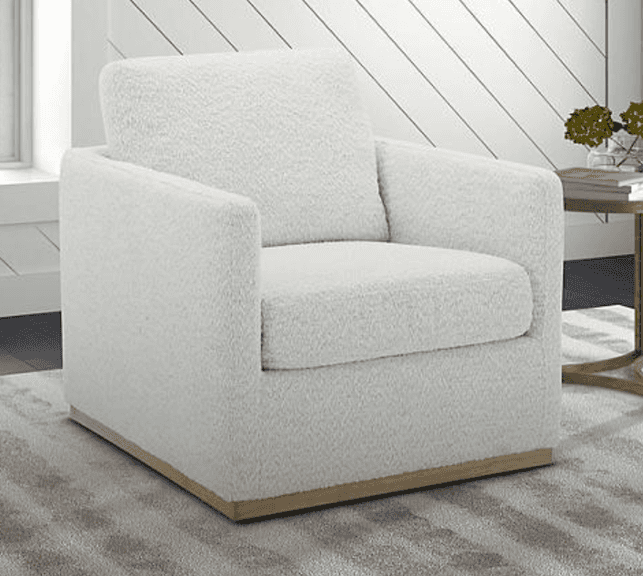 COLE & RYE FABRIC SWIVEL ACCENT CHAIR IN BOX
