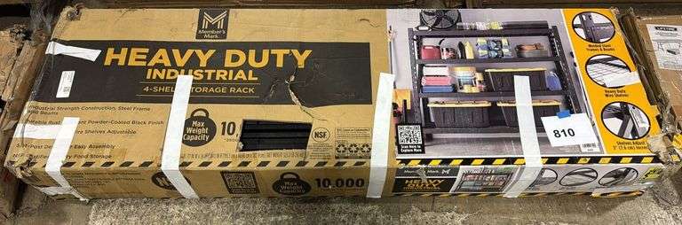 AS IS - HEAVY DUTY 4-SHELF STORAGE RACK IN BOX