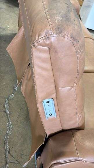 AS IS - COOPER LEATHER POWER RECLINING SOFA - BUTTERNUT