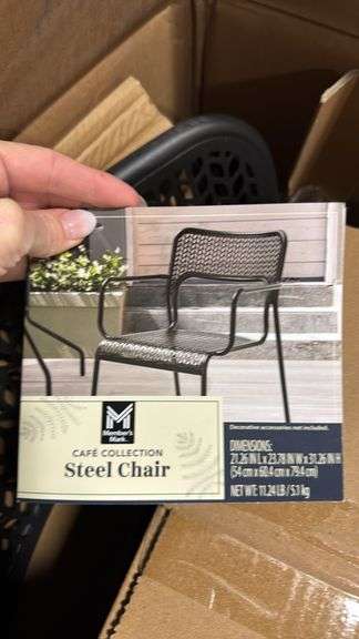(2) CAFE COLLECTION STEEL CHAIRS IN BOX - BLACK