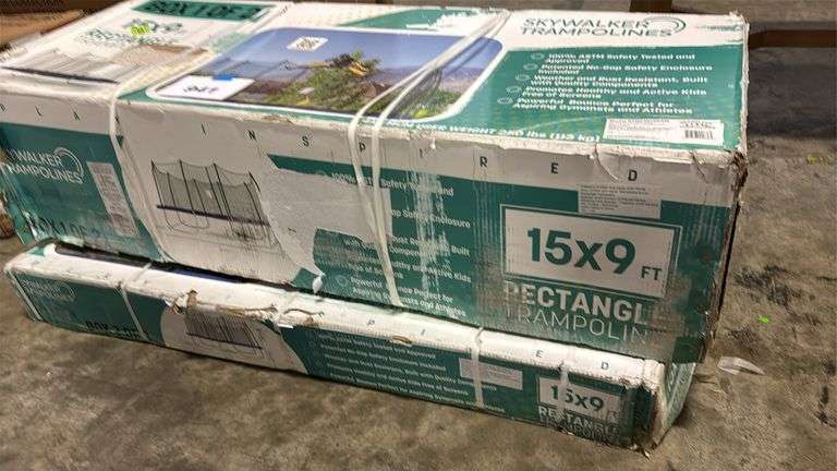 AS IS - SKYWALKER 15X9FT RECTANGLE TRAMPOLINE IN BOX
