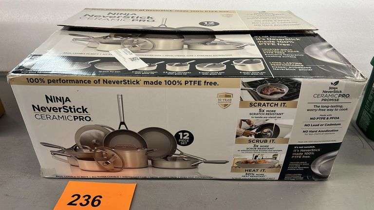 NINJA NEVERSTICK CERAMIC PRO 12PC COOKWARE SET IN BOX - Earl's Auction ...
