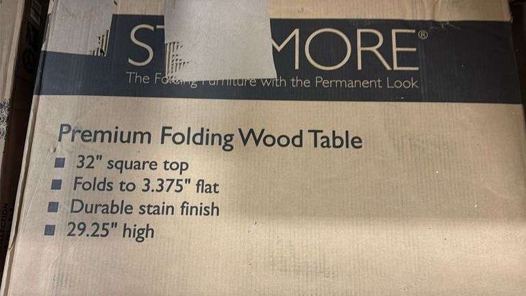 STAKMORE WOOD FOLDING TABLE IN BOX