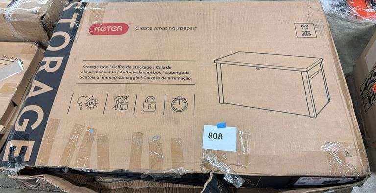 AS IS - KETER XXL WOOD DECK BOX IN BOX