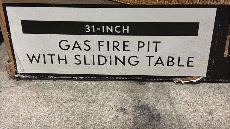 31" GAS FIRE PIT WITH SLIDING TABLE IN BOX