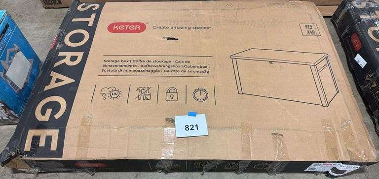 AS IS - KETER XXL WOOD DECK BOX IN BOX
