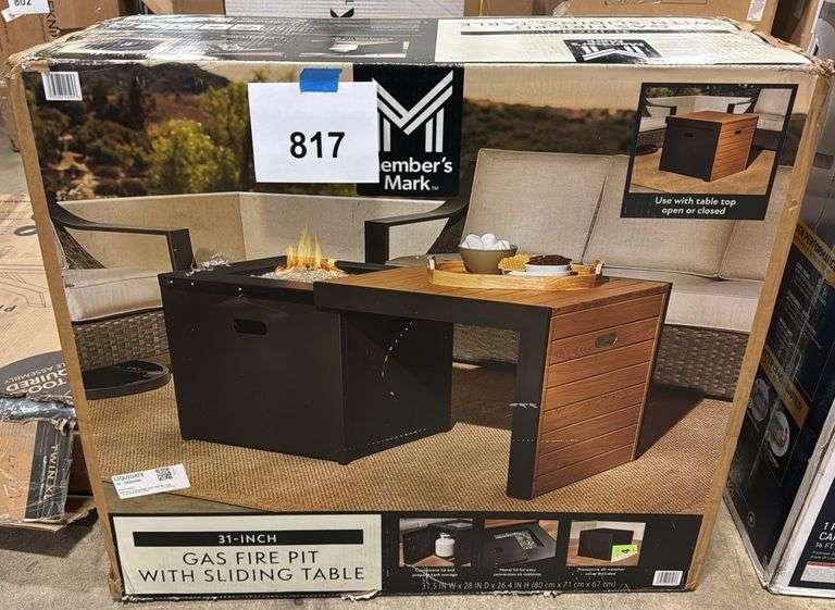 31" GAS FIRE PIT WITH SLIDING TABLE IN BOX