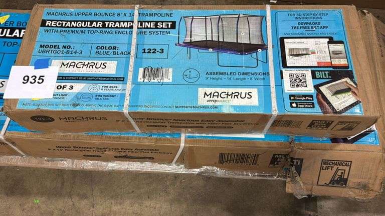 AS IS - UPPERBOUNCE 8X14FT RECTANGULAR TRAMPOLINE IN BOX