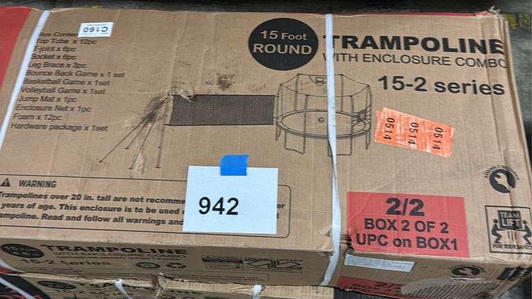 AS IS - 15FT ROUND TRAMPOLINE IN BOX