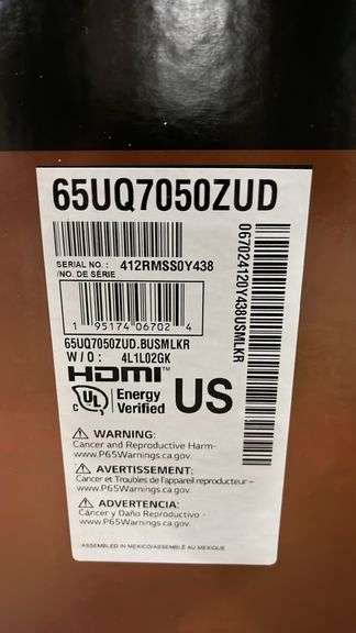 LG 65" UHD AI THINQ 4K SMART TV IN BOX (65UQ70)