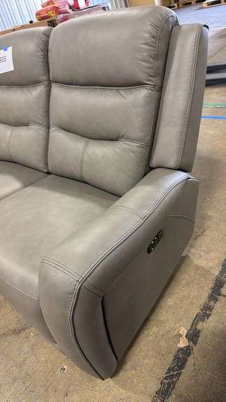 COOPER LEATHER POWER RECLINING SOFA - GREY