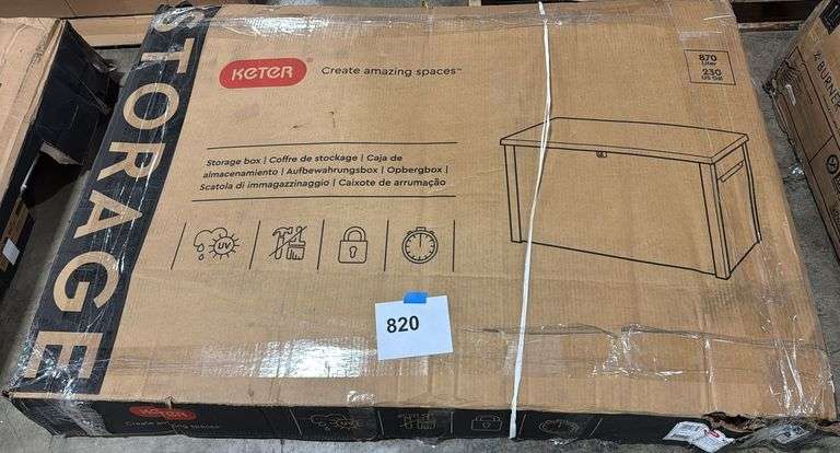 AS IS - KETER XXL WOOD DECK BOX IN BOX