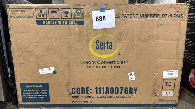 SERTA CONLEY CONVERTIBLE CHAIR IN BOX - GREY BOUCLE