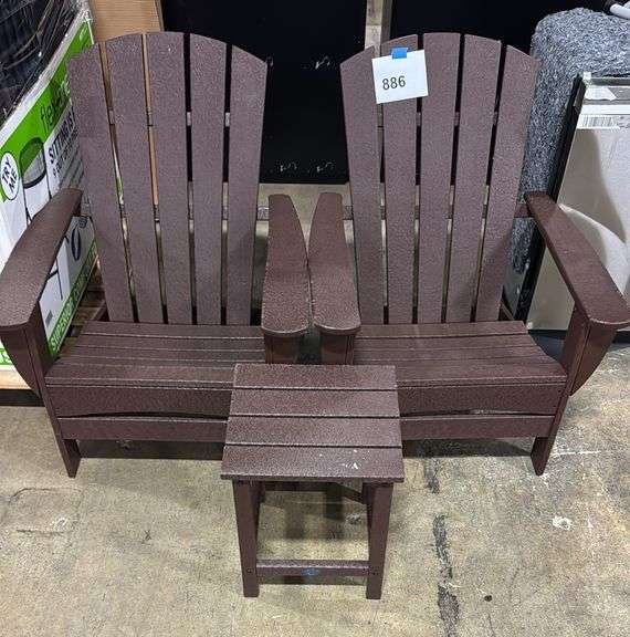 3PC ADIRONDACK SET - CHAIRS & TABLE (BROWN)