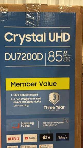 SAMSUNG 85" 4K SMART TV