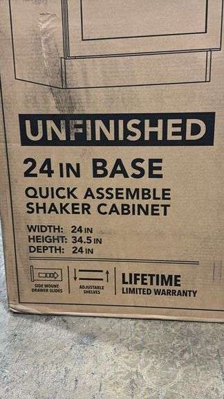 HAMPTON BAY 24" UNFINISHED BASE CABINET IN BOX