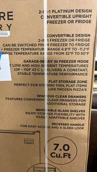FRIGIDAIRE 2-IN-1 CONVERTIBLE UPRIGHT FREEZER OR FRIDGE IN BOX