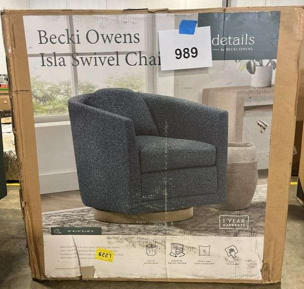 BECKI OWENS ISLA SWIVEL CHAIR IN BOX - NAVY