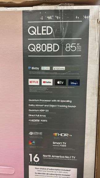 SAMSUNG 85" Q80 SERIES QLED 4K SMART TV