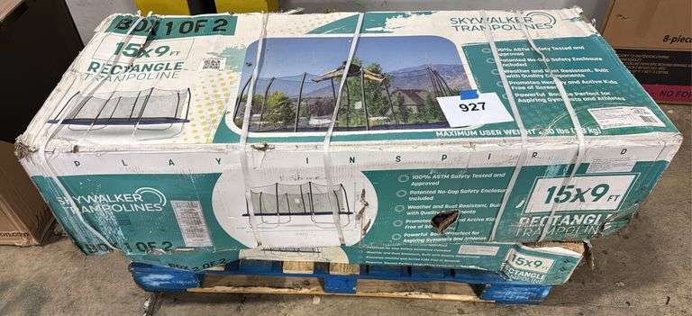 AS IS - SKYWALKER 15X9FT RECTANGE TRAMPOLINE IN BOX