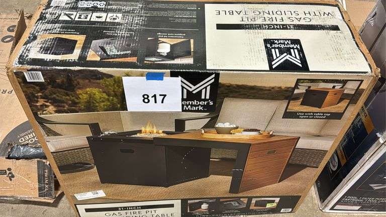31" GAS FIRE PIT WITH SLIDING TABLE IN BOX