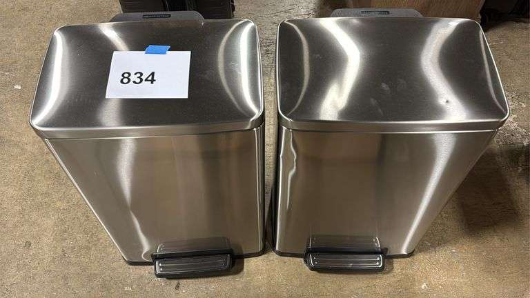 (2) TRAMONTINA STAINLESS STEP ON TRASH CANS