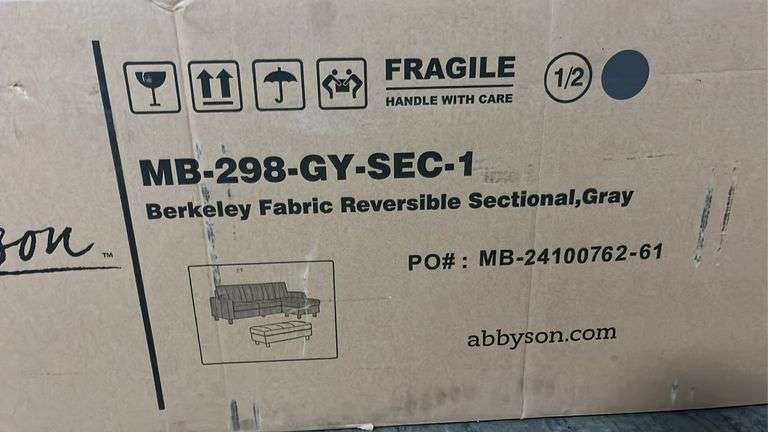ABBYSON LIVING BERKELEY FABRIC REVERSIBLE SECTIONAL I NBOX - GREY