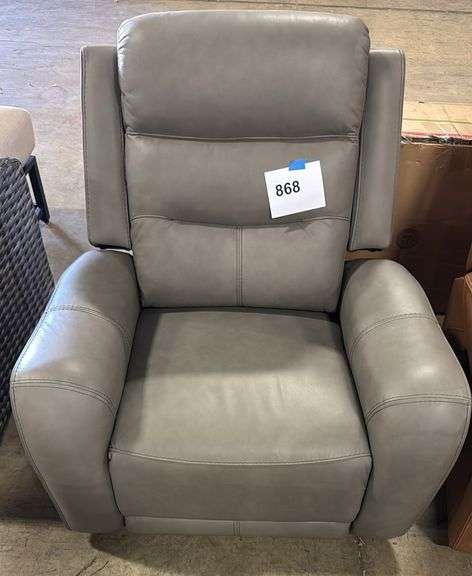 COOPER LEATHER POWER RECLINER - GREY