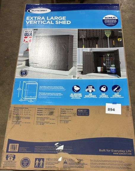 SUNCAST XL VERTICAL SHED IN BOX