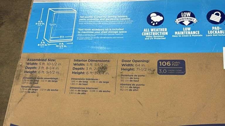 SUNCAST XL VERTICAL SHED IN BOX