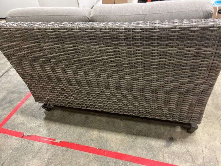 AS IS - SUNBRELLA ALL WEATHER WICKER OUTDOOR LOVESEAT W/ COVER