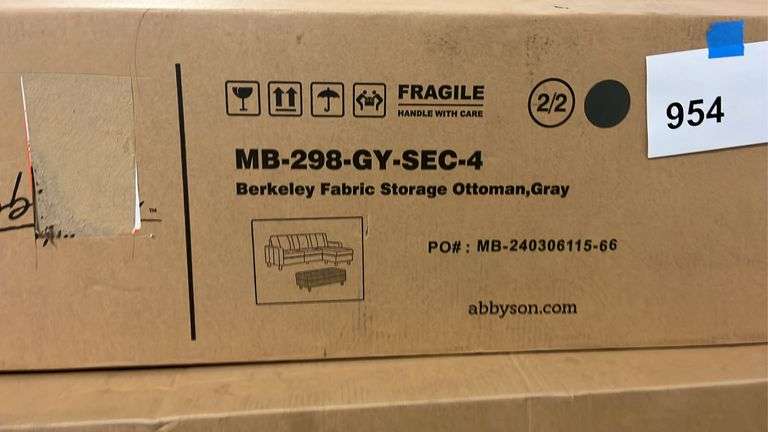 ABBYSON LIVING BERKELEY FABRIC REVERSIBLE SECTIONAL I NBOX - GREY