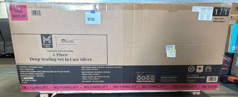 SUNBRELLA CAHABA COLLECTION 4PC DEEP SEATING SET IN BOX - CAST SILVER