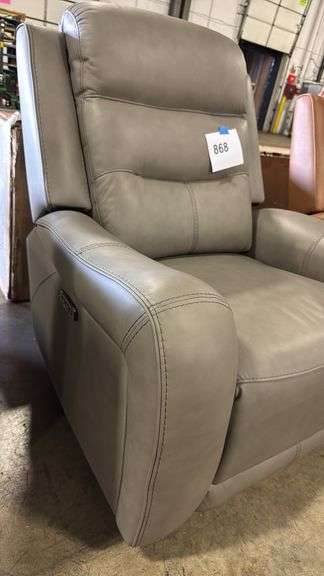 COOPER LEATHER POWER RECLINER - GREY